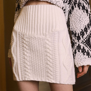 High Waist Cable Knit Bodycon Mini Skirt