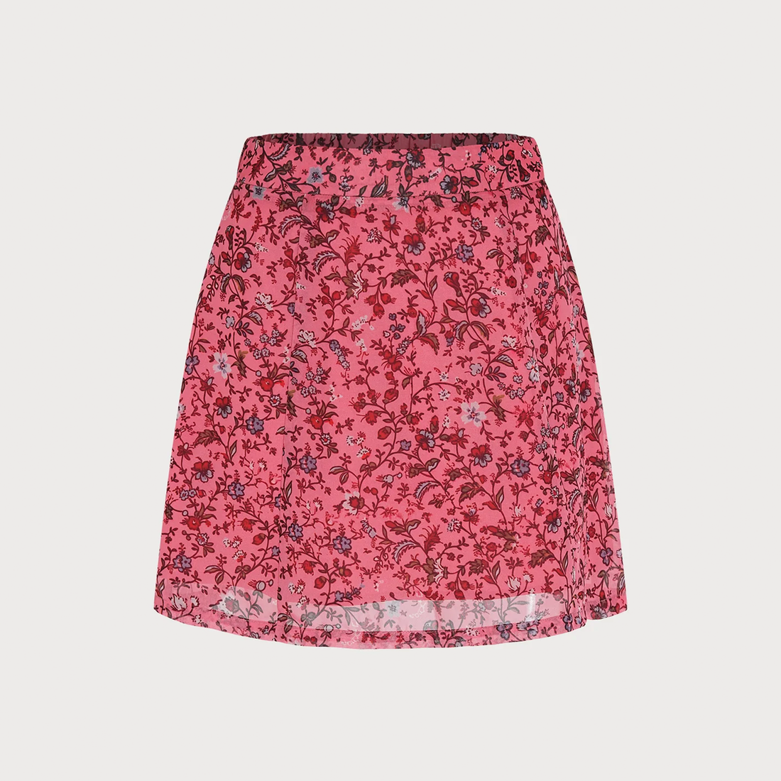 Natural Waist Floral Print A‑Line Chiffon Mini Skirt