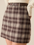 Brown Plaid Straight‑Fit Mini Skirt