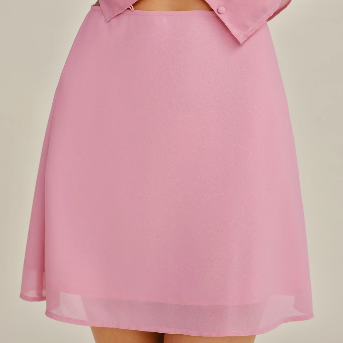 Natural Waist Solid‑Color A‑Line Chiffon Mini Skirt
